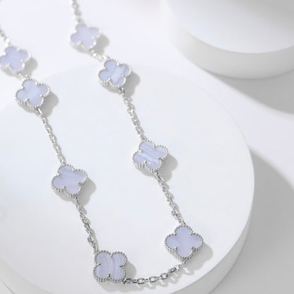 [Topon Jewelry]CLOVER 10 MOTIFS PURPLE CHALCEDONY NECKLACE