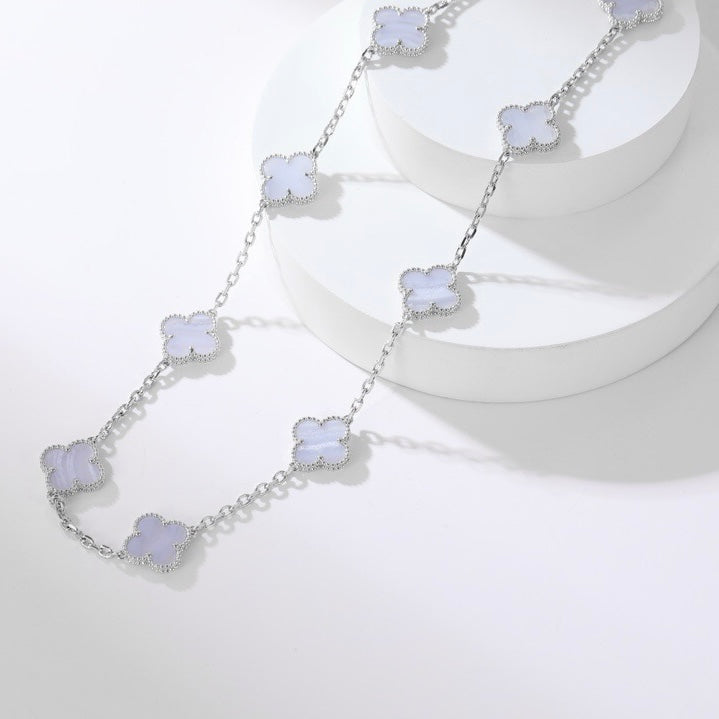 [Topon Jewelry]CLOVER 10 MOTIFS PURPLE CHALCEDONY NECKLACE