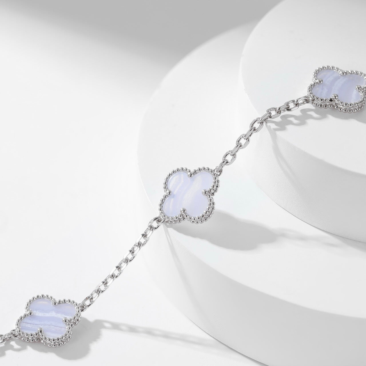 [Topon Jewelry]CLOVER 10 MOTIFS PURPLE CHALCEDONY NECKLACE