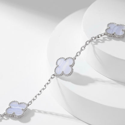 [Topon Jewelry]CLOVER 10 MOTIFS PURPLE CHALCEDONY NECKLACE