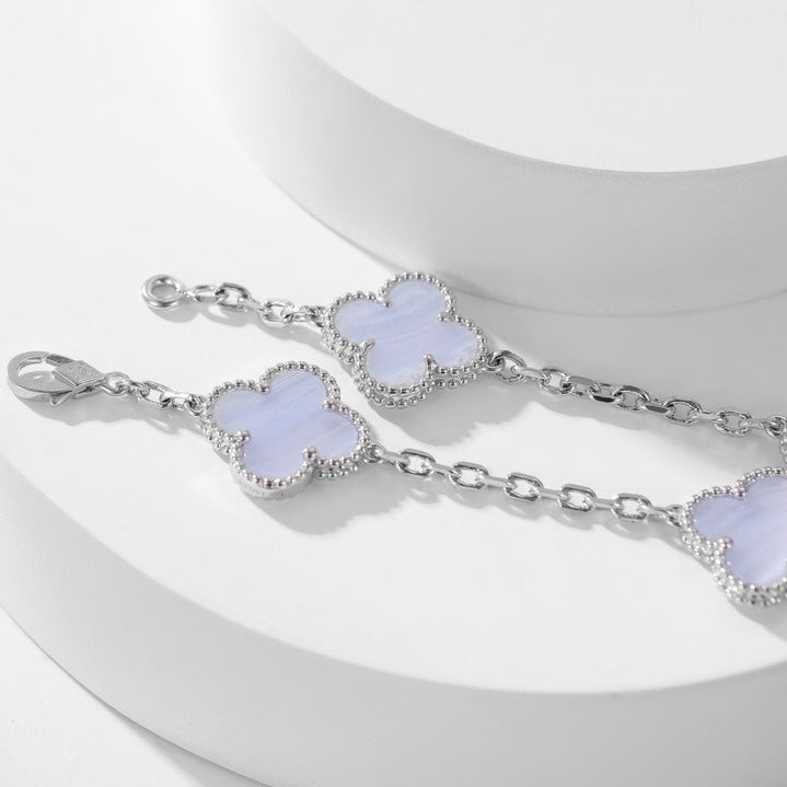 [Topon Jewelry]CLOVER 10 MOTIFS PURPLE CHALCEDONY NECKLACE