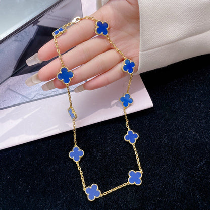 [Topon Jewelry]CLOVER 10 MOTIFS BLUE AGATE NECKLACE