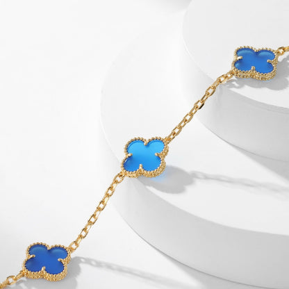 [Topon Jewelry]CLOVER 10 MOTIFS BLUE AGATE NECKLACE