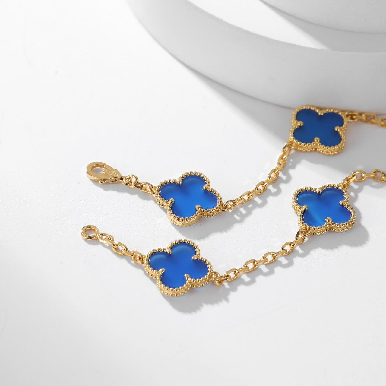 [Topon Jewelry]CLOVER 10 MOTIFS BLUE AGATE NECKLACE