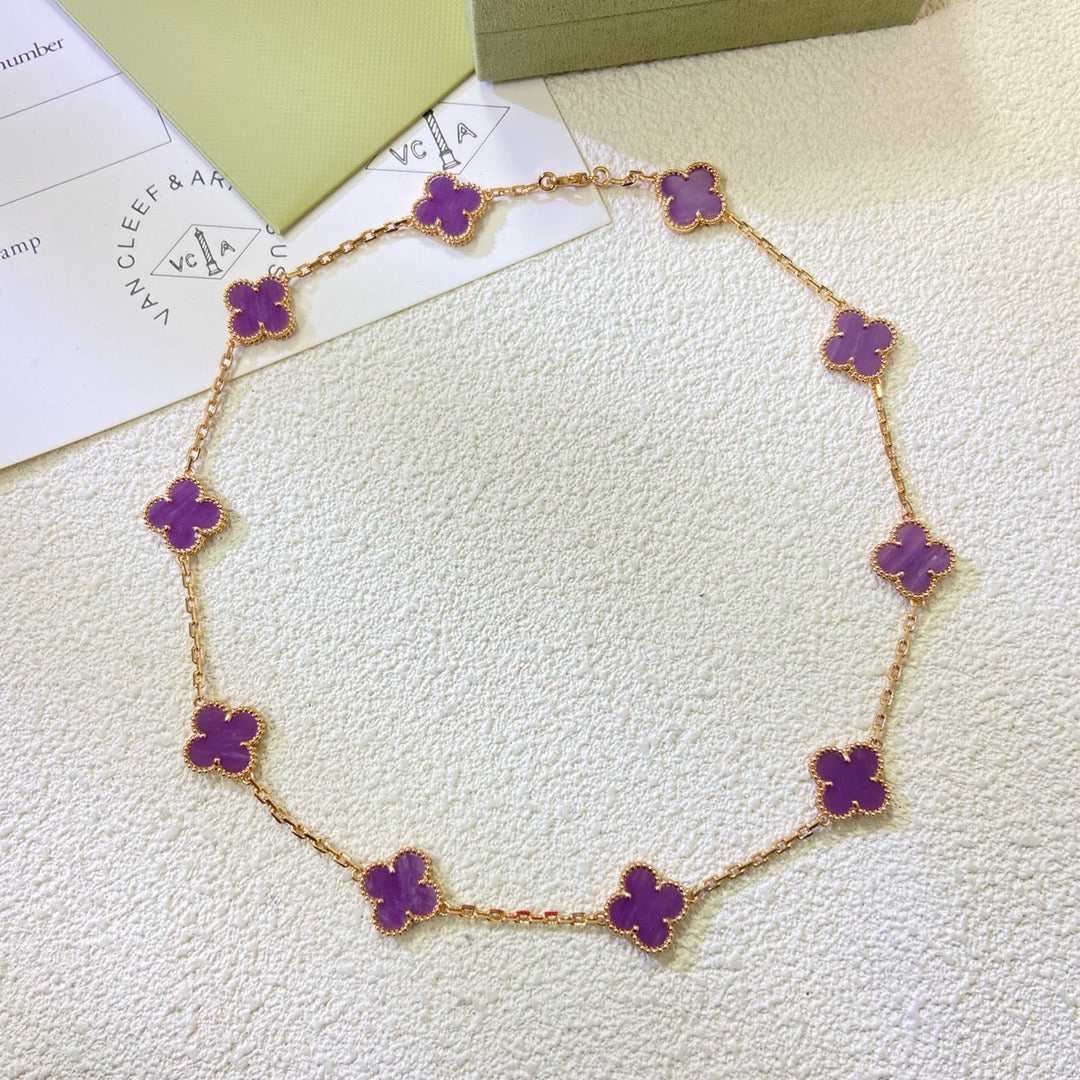 [Topon]CLOVER 10 MOTIFS  PURPLE VIOLET  NECKLACE