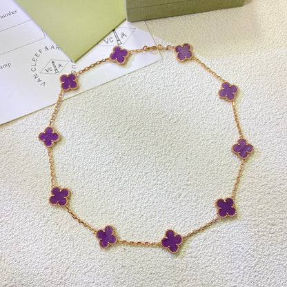 [Topon]CLOVER 10 MOTIFS  PURPLE VIOLET  NECKLACE