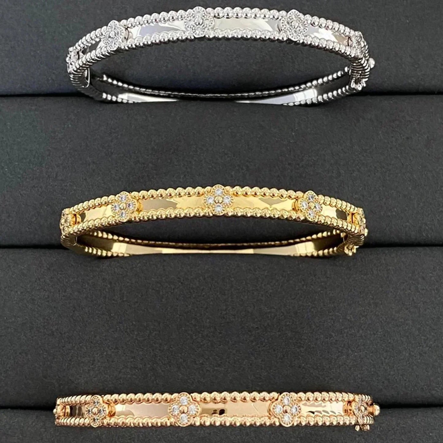 [Topon Jewelry]CLOVER BRACELET 4MM DIAMONDS