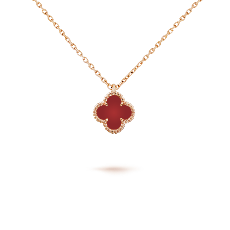 [Topon Jewelry]CLOVER MINI 9.5MM WHITE CARNELIANS NECKLACE