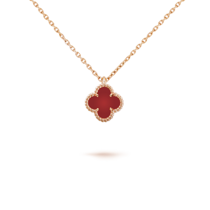 [Topon Jewelry]CLOVER MINI 9.5MM WHITE CARNELIANS NECKLACE