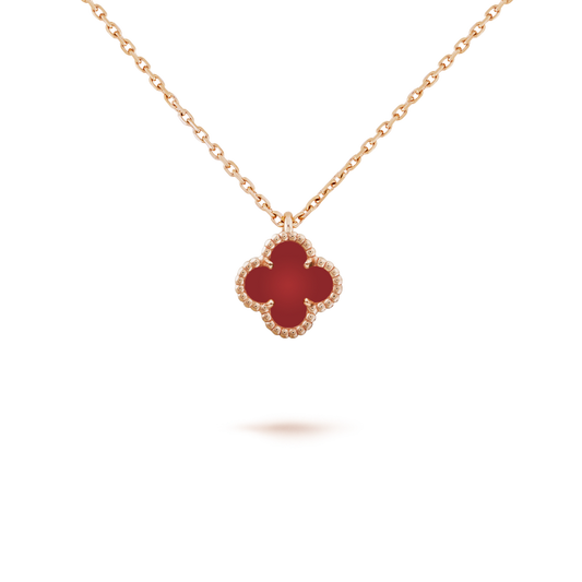 [Topon Jewelry]CLOVER MINI 9.5MM WHITE CARNELIANS NECKLACE