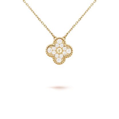 [Topon Jewelry]CLOVER 15MM DIAMOND SINGLE FLOWER NECKLACE