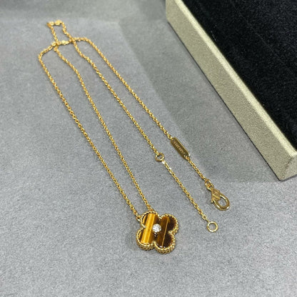 [Topon Jewelry]CLOVER 15MM DIAMOND AND YELLOW TIGER'S EYE AGATE necklace