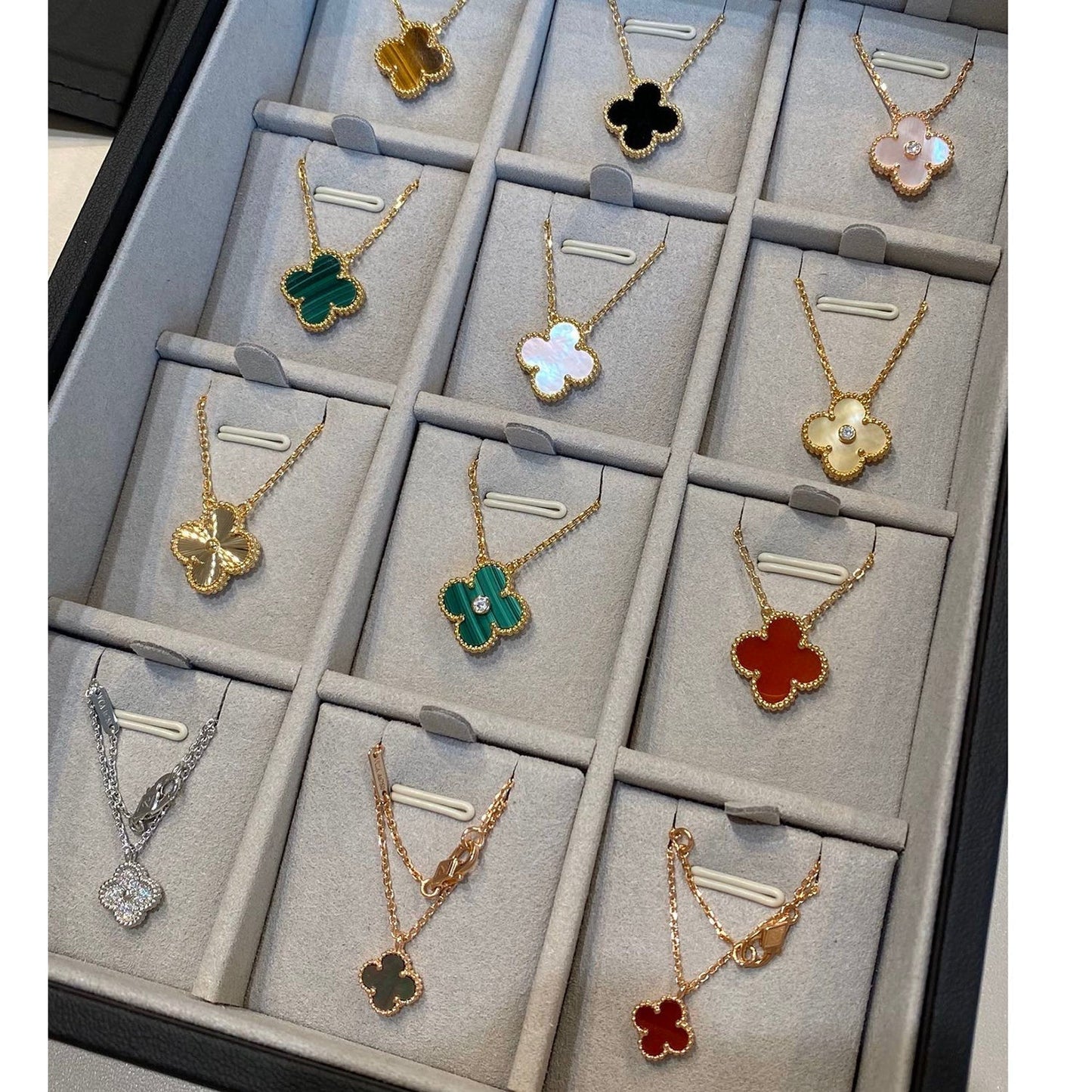 [Topon Jewelry]CLOVER 15MM DIAMOND SINGLE FLOWER NECKLACE