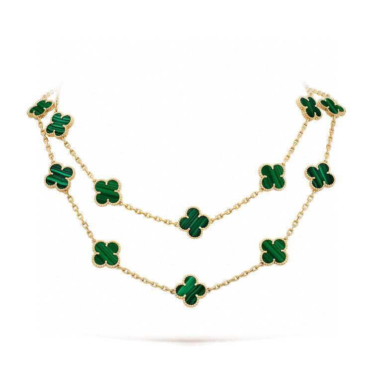 [Topon Jewelry]CLOVER 20 MOTIFS MALACHITE GOLD