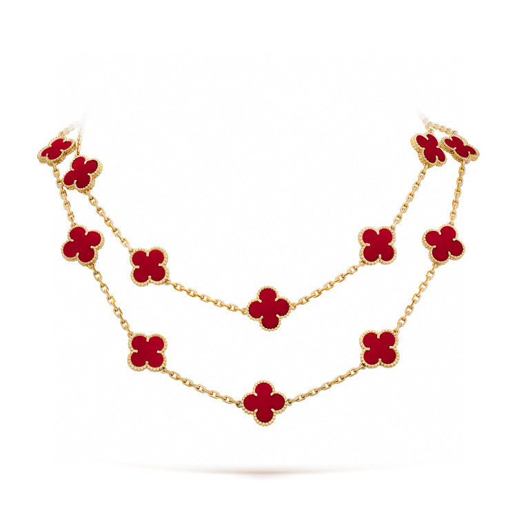 [Topon Jewelry]CLOVER 20 MOTIFS CARNELIAN NECKLACE