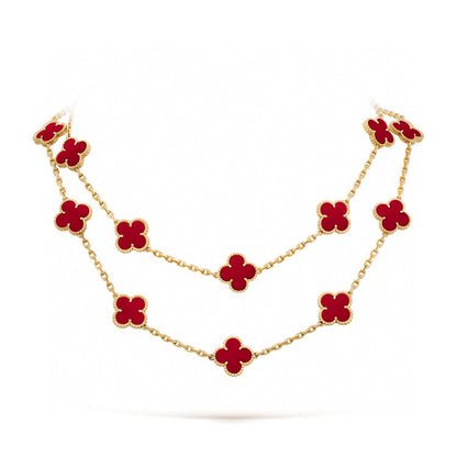 [Topon Jewelry]CLOVER 20 MOTIFS CARNELIAN NECKLACE