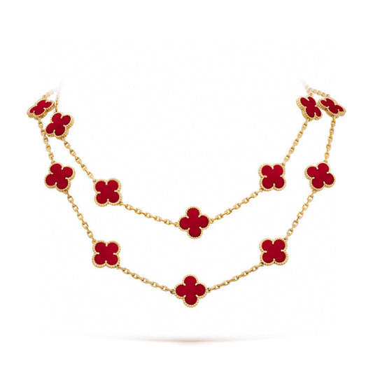 [Topon Jewelry]CLOVER 20 MOTIFS CARNELIAN NECKLACE