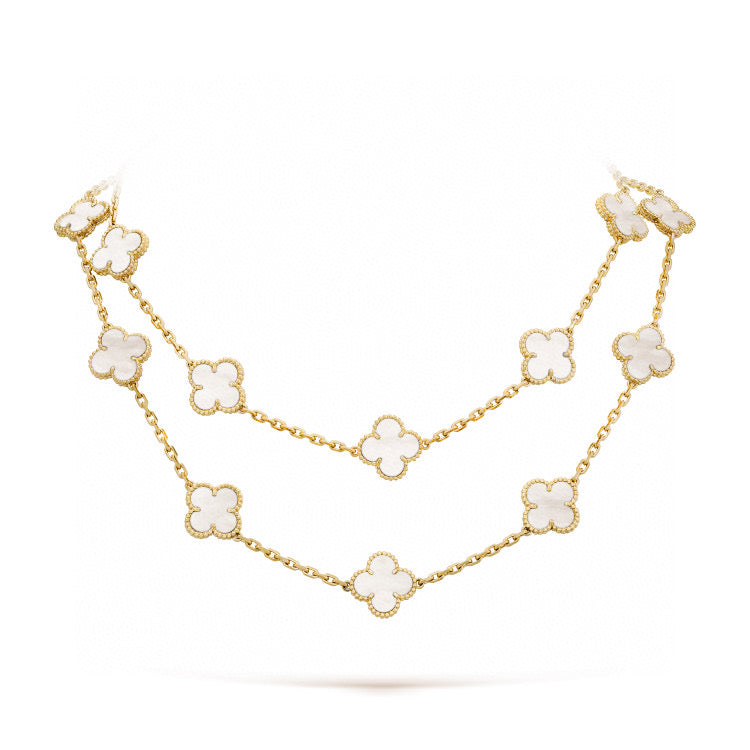 [Topon Jewelry]CLOVER 20 MOTIFS WHITE MOP NECKLACE