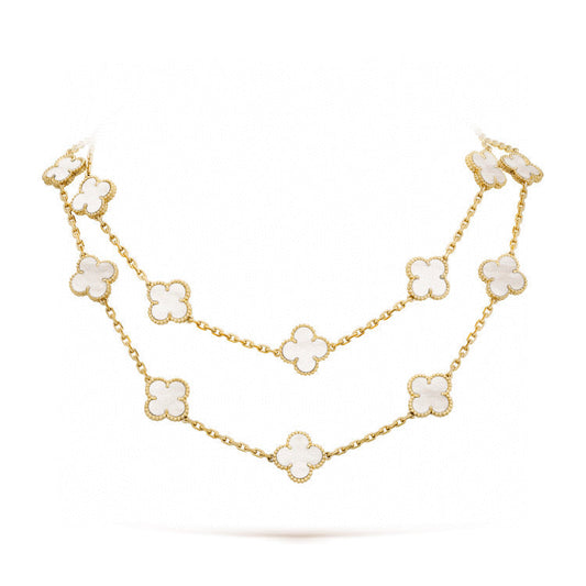 [Topon Jewelry]CLOVER 20 MOTIFS WHITE MOP NECKLACE