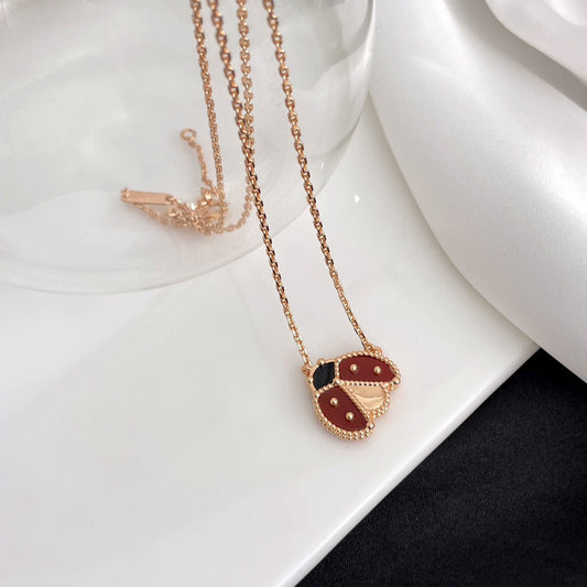 [Topon Jewelry]LUCKY  CARNELIANS LADYBUG NECKLACE