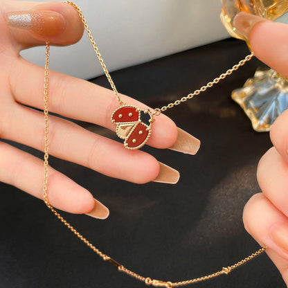 [Topon Jewelry]LUCKY  CARNELIANS LADYBUG NECKLACE