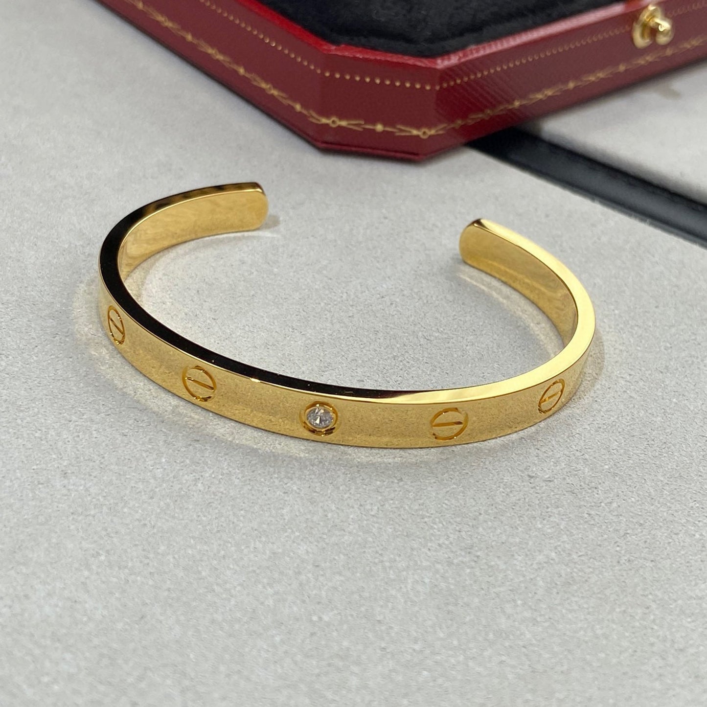 [Topon]LOVE BRACELET 6.1MM 1 DIAMOND OPEN CUFF