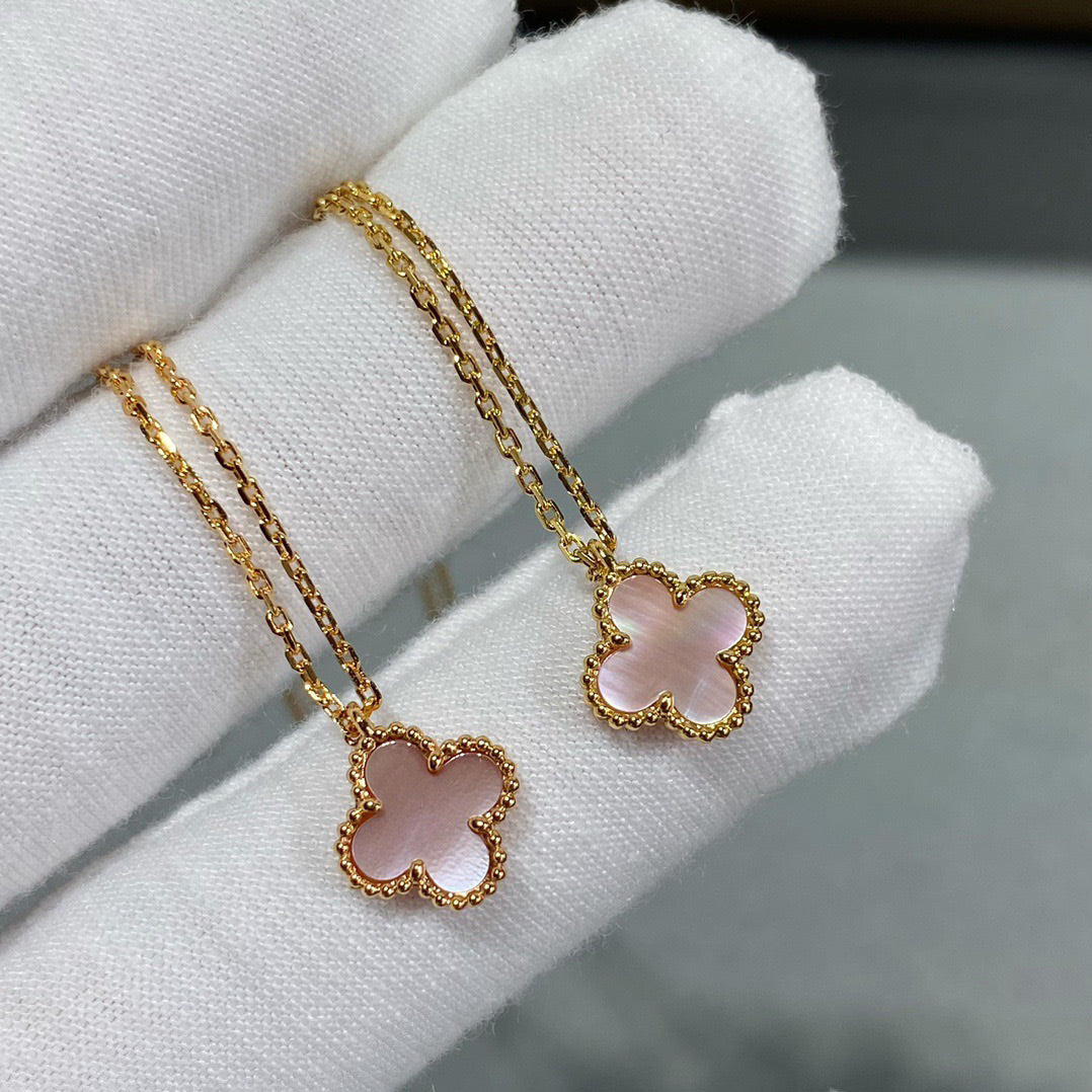 [Topon Jewelry]CLOVER 15MM PINK MOTHER-OF-PEARL SINGLE FLOWER NECKLACE