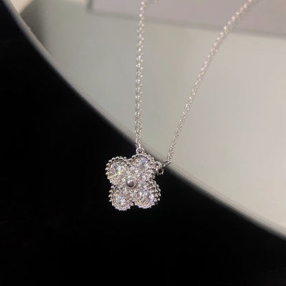 [Topon Jewelry]CLOVER 15MM DIAMOND SINGLE FLOWER NECKLACE