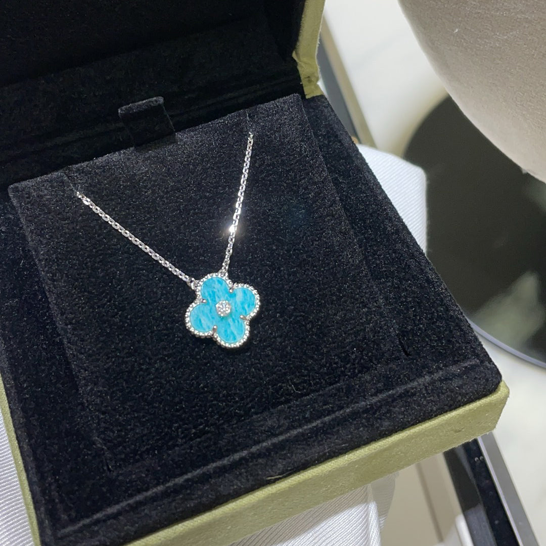 [Topon Jewelry]CLOVER 15MM DIAMOND SVRES PORCELAIN  NECKLACE SILVER