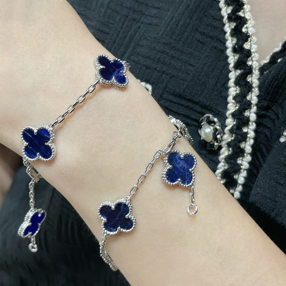 [Topon Jewelry]CLOVER 5 MOTIF PIETERSITE SILVER BRACELET