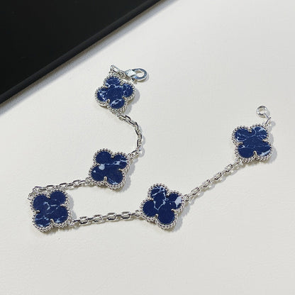 [Topon Jewelry]CLOVER 5 MOTIF PIETERSITE SILVER BRACELET