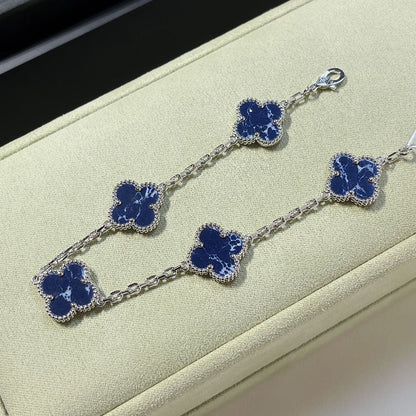 [Topon Jewelry]CLOVER 5 MOTIF PIETERSITE SILVER BRACELET