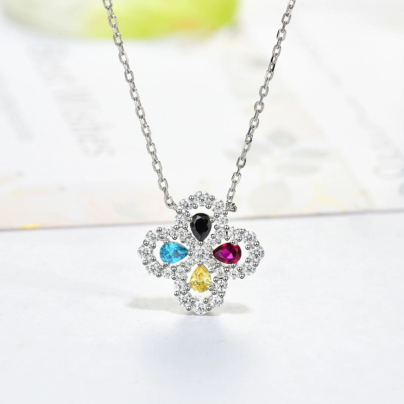 LOOP NECKLACE FULL MOTIF DIAMOND 16MM MULTIPLE COLORS