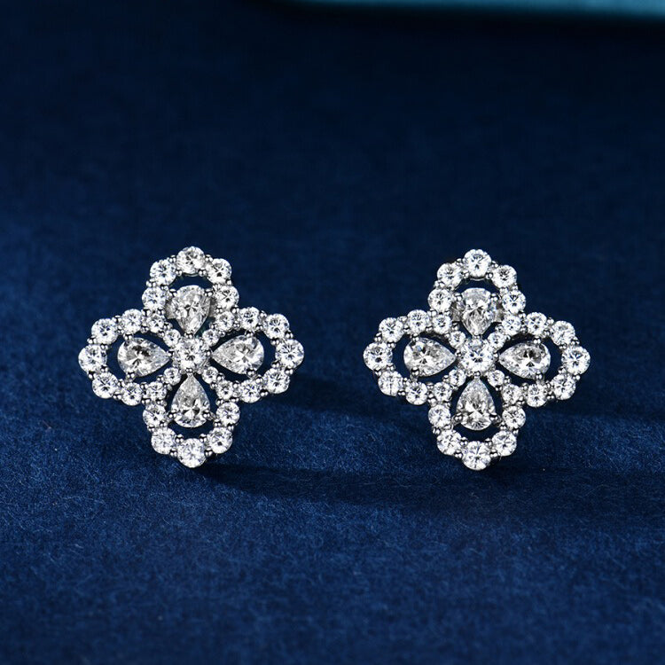 LOOP EARRINGS FULL MOTIF DIAMOND 16MM SILVE