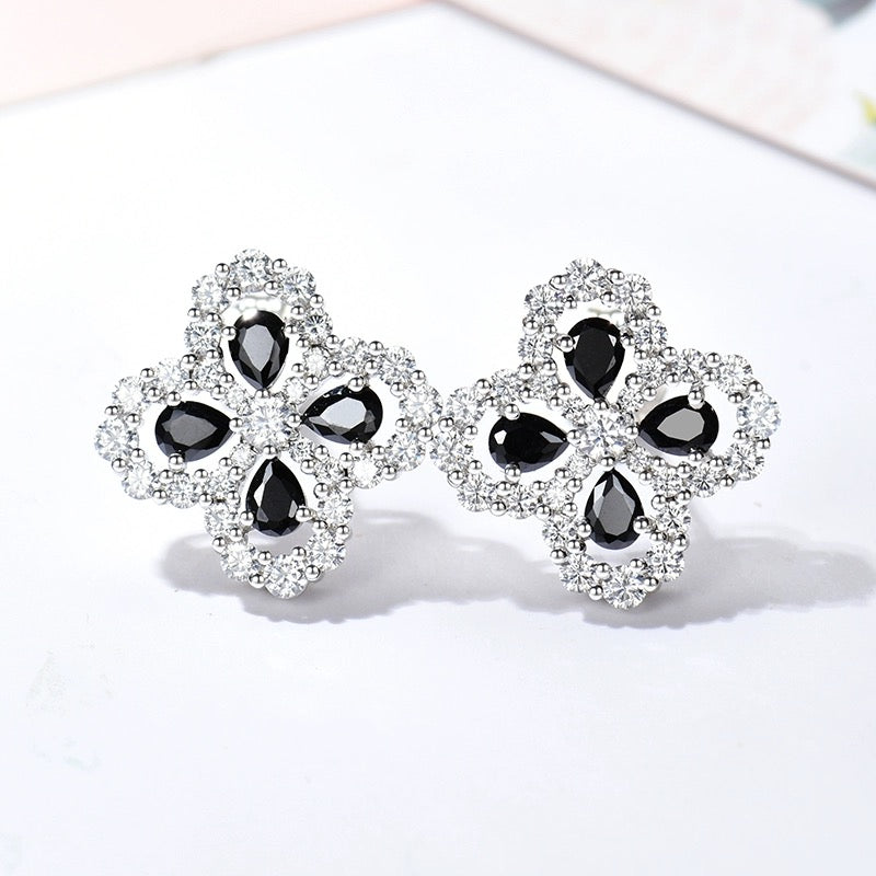 LOOP EARRINGS FULL MOTIF DIAMOND 16MM SILVE