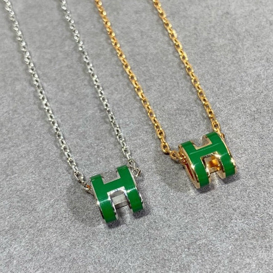 [Topon]POP H GREEN NECKLACE SILVER AND GOLD