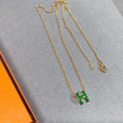 [Topon Jewelry]POP H GREEN NECKLACE SILVER AND GOLD