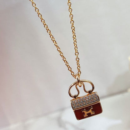 [Topon Jewelry]CONSTANCE RED PEDANT PINK GOLD NECKLACE