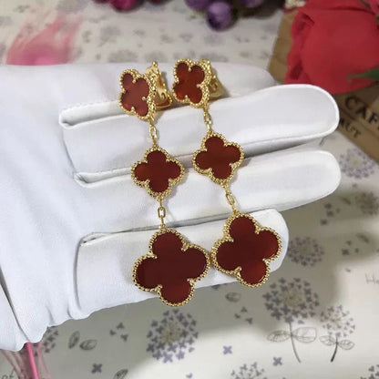 [Topon Jewelry]CLOVER 3 MOTIF CARNELIAN DROP EARRINGS