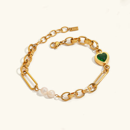 [Topon]Melanie Emerald Pearl Bracelet