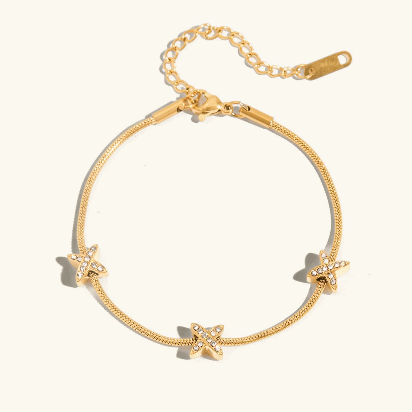[Topon]Brienne Diamond Cross Herringbone Bracelet