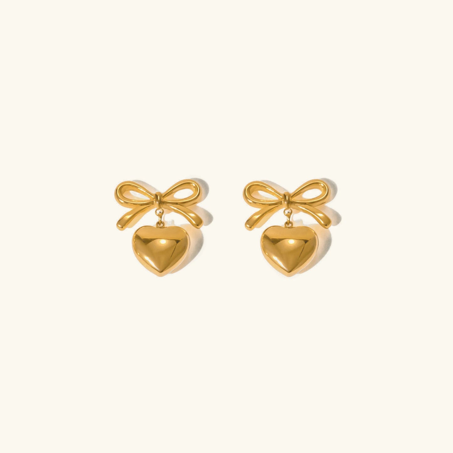 [Topon]Rowanne French Knot Gold Heart Earrings
