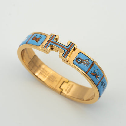 [Topon Jewelry]H PINK GOLD BRACELET BLUE CERAMIC