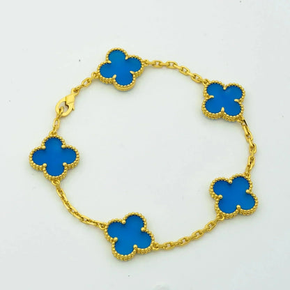 [Topon Jewelry]CLOVER 5 MOTIFS BLUE AGATE BRACELET