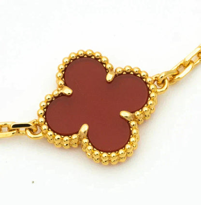 [Topon Jewelry]CLOVER  5 MOTIFS CARNELIAN GOLD BRACELET