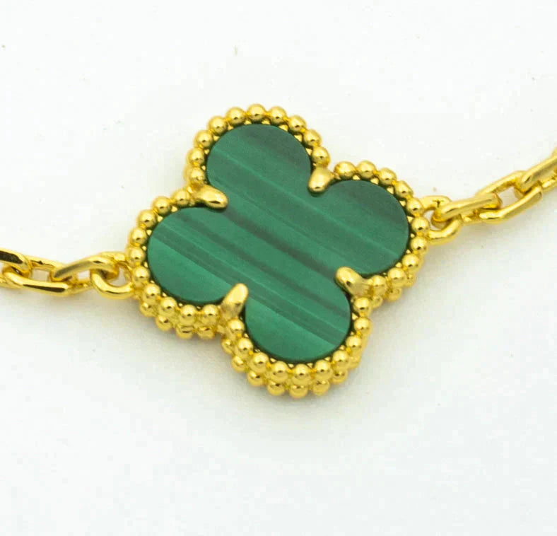 [Topon Jewelry]CLOVER  5 MOTIF MALACHITE DIAMOND BRACELET