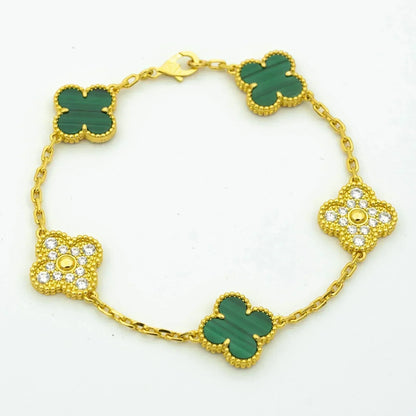 [Topon Jewelry]CLOVER  5 MOTIF MALACHITE DIAMOND BRACELET