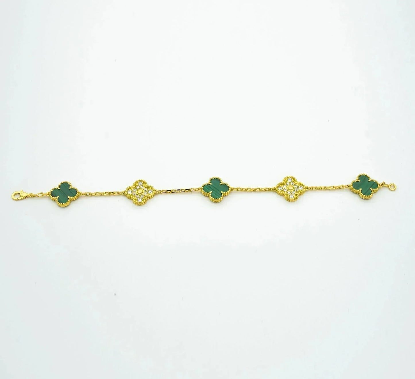 [Topon Jewelry]CLOVER  5 MOTIF MALACHITE DIAMOND BRACELET