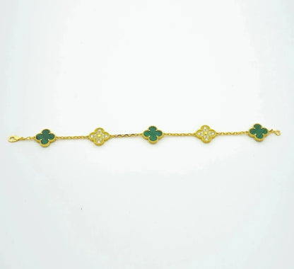 [Topon Jewelry]CLOVER  5 MOTIF MALACHITE DIAMOND BRACELET