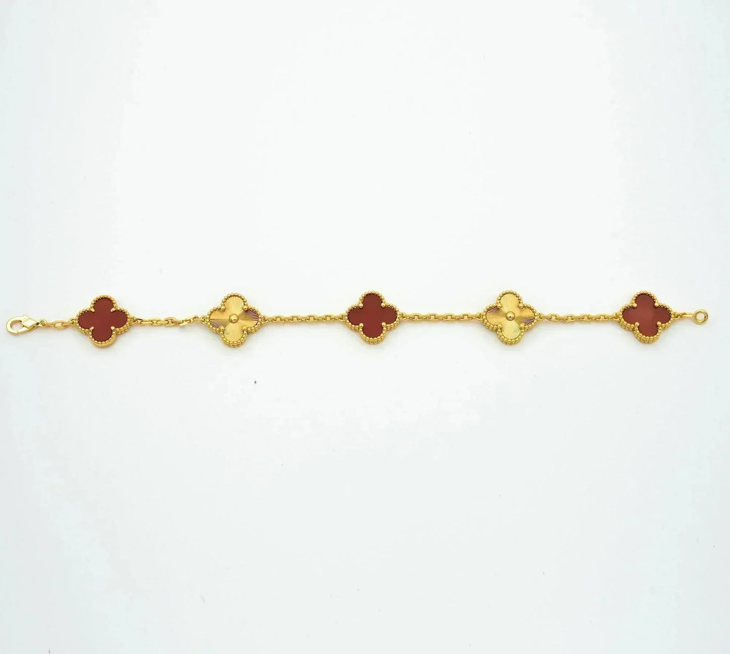 [Topon Jewelry]CLOVER  5 MOTIFS CARNELIAN GOLD BRACELET